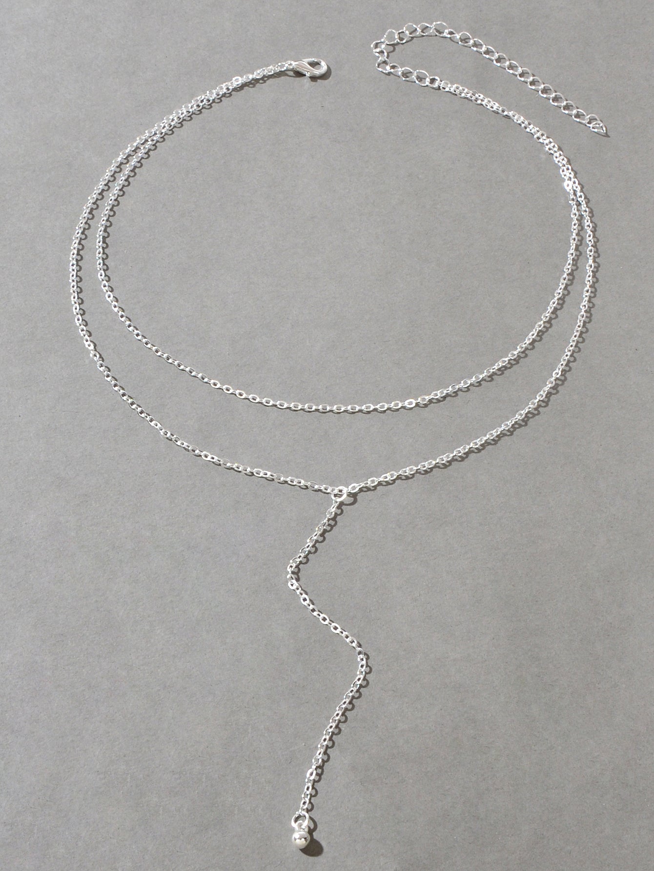 Trendy Double layer Gold Silver Chain Ball Charm Y Style Long Pendant Necklace-1