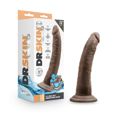 Dr. Skin Glide Realistic 7.5 in. Self-Lubricating Dildo Brown-0