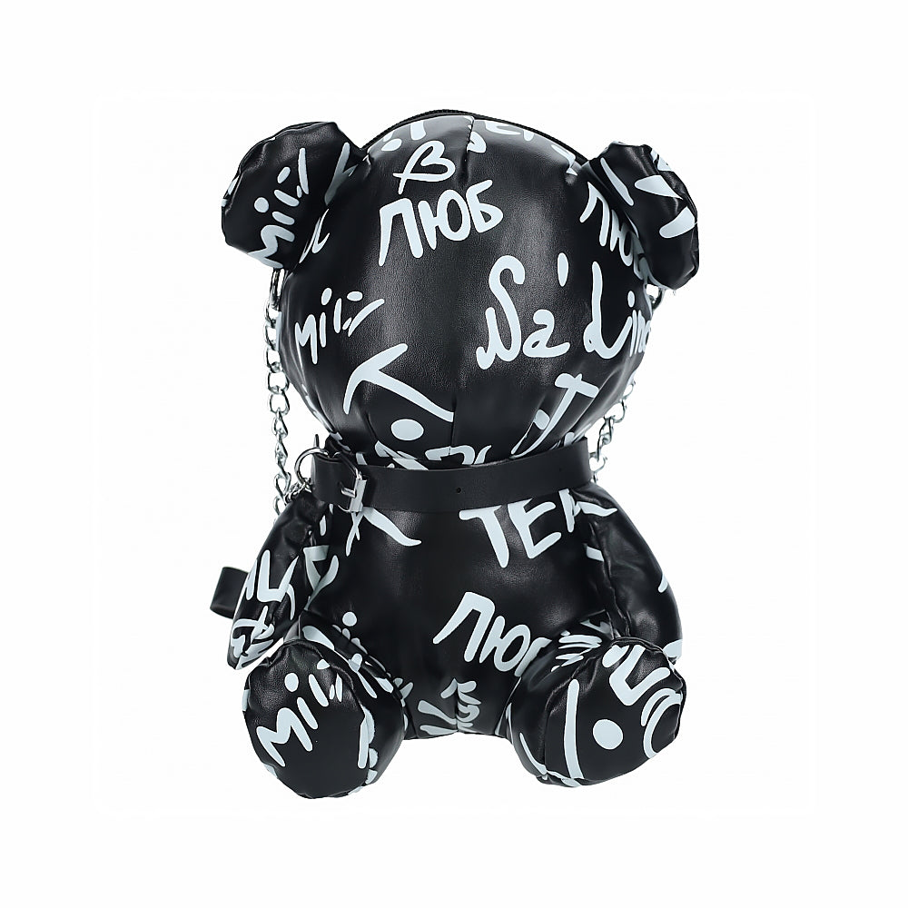 Shots Bear Bag Pleather Writing Black-0