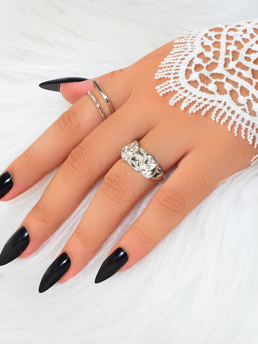 Stackable 2 pcs Gold Silver Geometric Multiple Bulk Pack Open Cuff Ring set Gift-0