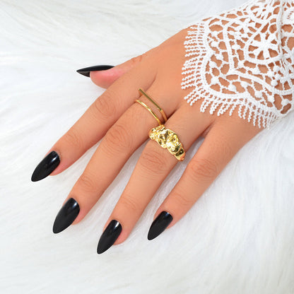 Stackable 2 pcs Gold Silver Geometric Multiple Bulk Pack Open Cuff Ring set Gift-3