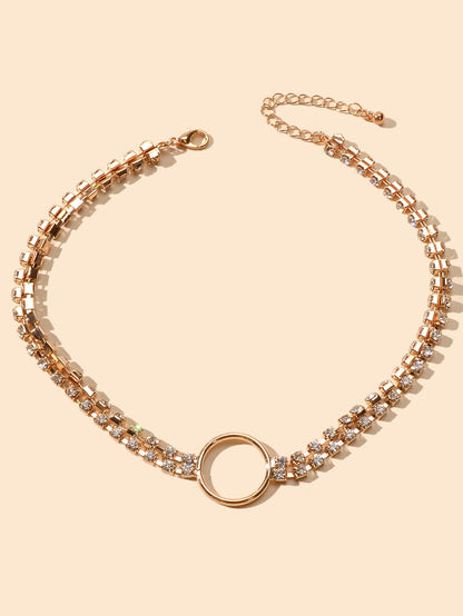 Ladies Jewellery Rhinestone Multi-layer Gold Chain Y Shape Pendant Necklace Gift-3