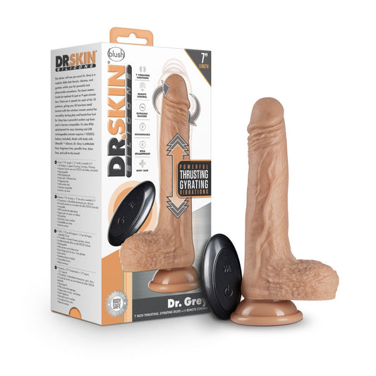 Blush Dr. Skin 7.75-Inch Thrusting & Vibrating Realistic Dildo with Suction Cup Base-0