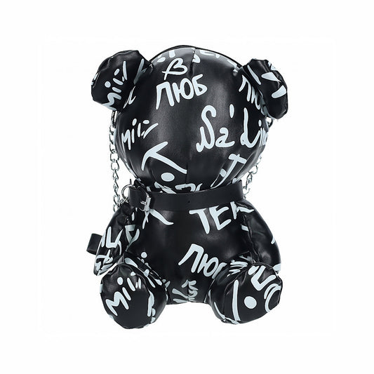 Shots Bear Bag Pleather Writing Black-0